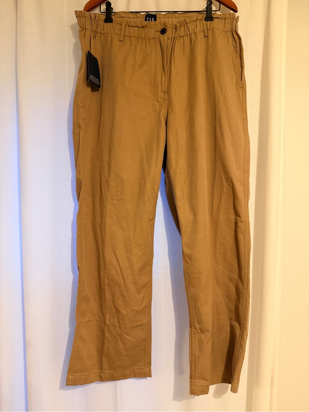 Gap Women's Tencel Tan Twill Front Button Elastic Waist Pants